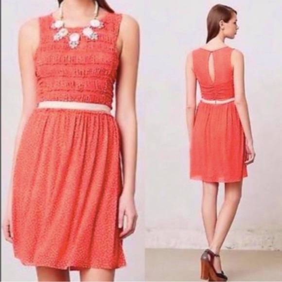 Anthropologie Dresses & Skirts - Anthropologie Postage Stamp Smocked Bodice Dress Size Small